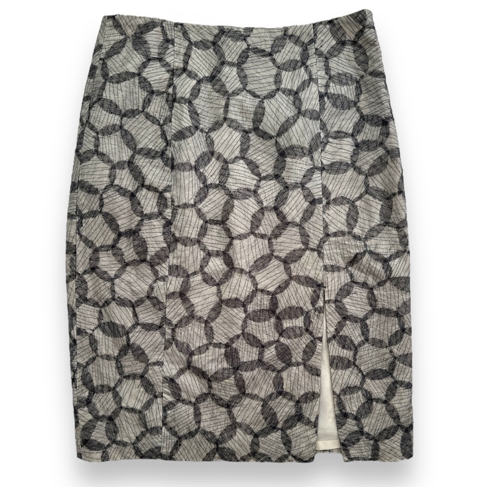 J Crew Black and Gray Pencil Skirt Front Slit Wm Sz 8 Lined EUC 80s 90s